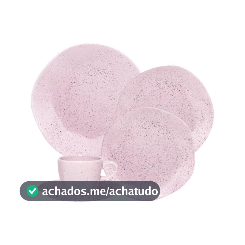 Aparelho de Jantar Chá 20 Peças Oxford Redondo Cerâmica Rosa Pink Sand