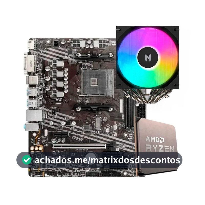 Placa-Mãe MSI B550M-A PRO + Processador AMD Ryzen 7 5700X + Air Cooler MACH1 WIND