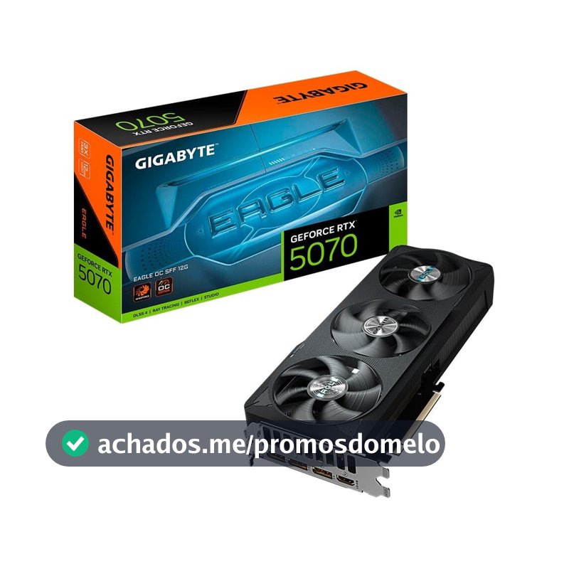 Placa de Vídeo Gigabyte RTX 5070 EAGLE OC SFF 12G NVIDIA GeForce, 12GB GDDR7, 192bits, RGB, DLSS, Ray Tracing - GV-N5070EAGLE OC-12GD