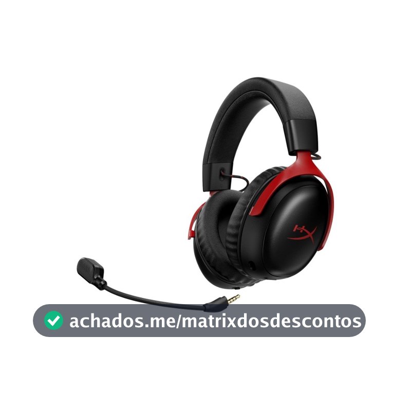 Headset Gamer Sem Fio HyperX Cloud III S, DTS Headphone:X, Bateria até 120h, Preto e Vermelho - A59Z0AA