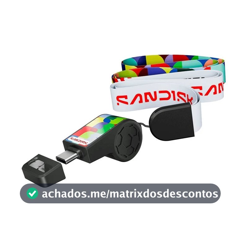 Pen Drive 64GB SanDisk FIFA World Cup 2026 Edition, USB-C 3.2, Leitura de 300MB/s, Preto - SDCZIA-064G-G46