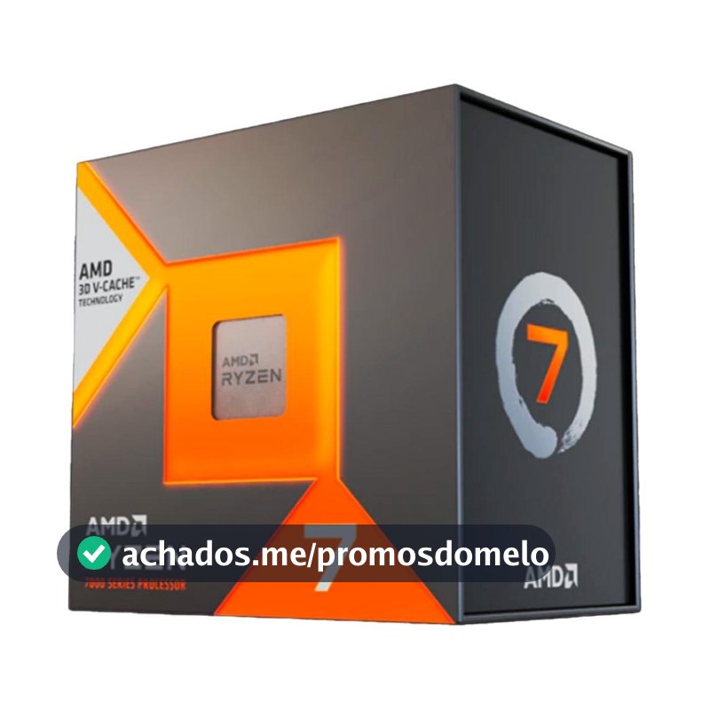 Processador AMD Ryzen 7 7800X3D, 4.2GHz (5.0GHz Max Turbo), Cache 104MB, 8 Núcleos, 16 Threads, AM5, Com Vídeo Integrado - 100-100000910WOF