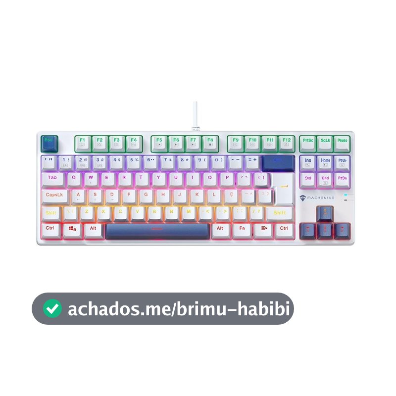 Teclado Mecânico Gamer Machenike K500B-B87, Switch Brown, Abnt, Azul - REF JJ02G200A
