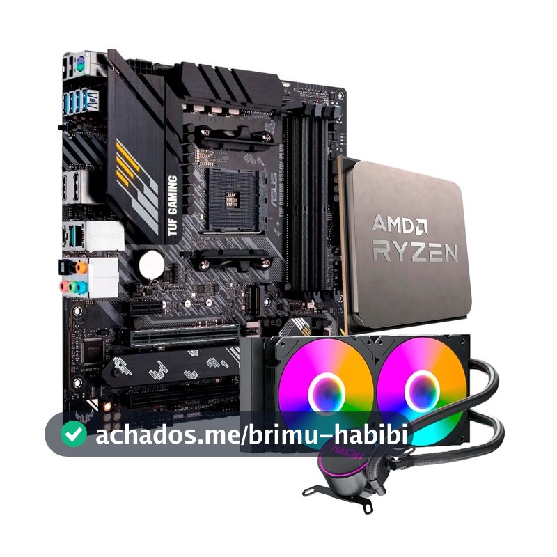 Placa-Mãe ASUS TUF Gaming B550M-Plus, mATX, DDR4 + Processador AMD Ryzen 7 5700X  + Water Cooler MACH1 Logic, RGB, 240mm