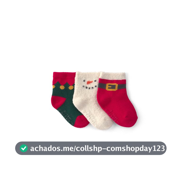 Kit meia Carter's bebê menino Natal 3 pares - Multicor