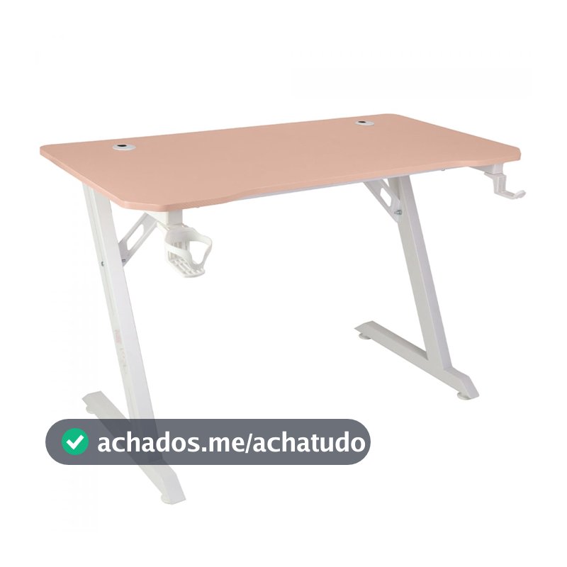 Mesa Gamer Ninja Koi, Com Suporte Para Headset e Copo, Rosa, SF-TB-KI12060PWF
