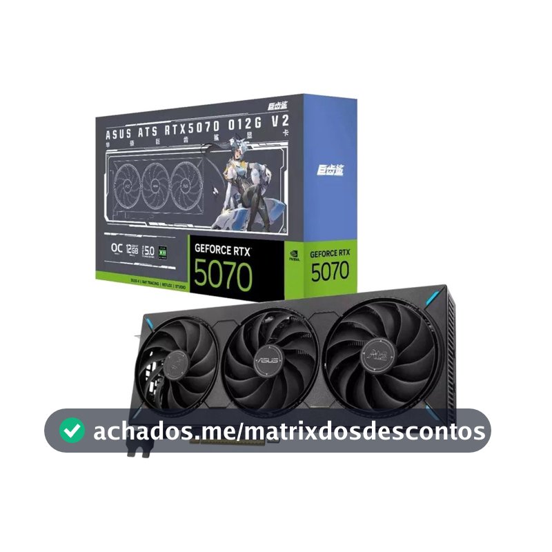 Placa de Vídeo ASUS RTX 5070 ATS OC V2 NVIDIA, Sem RGB, 12GB GDDR7 - 90YV0M1E-M0NA00