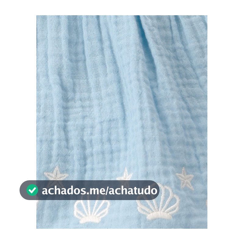 Banho de sol bebê texturizado bordado - Azul
