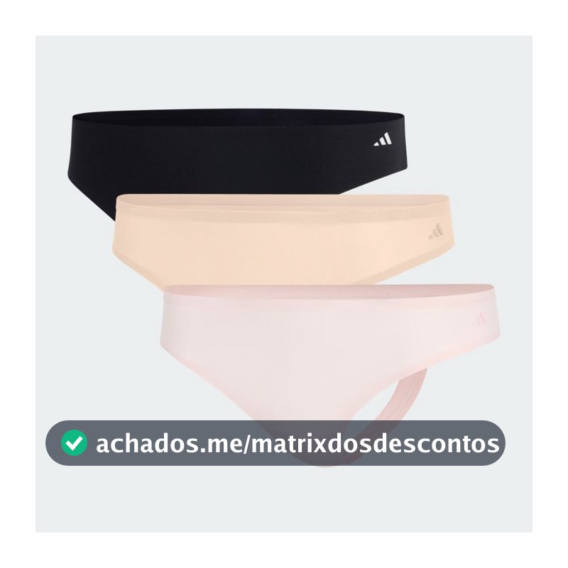 Kit com 3 Calcinhas Fio Dental adidas Underwear Multicolorido