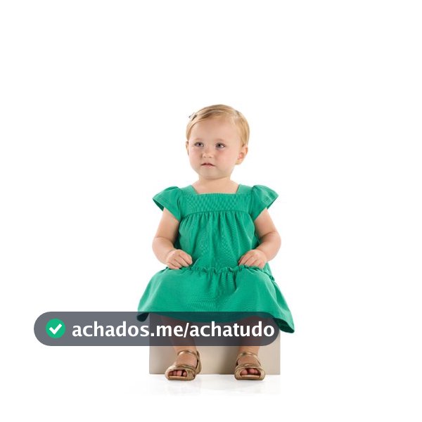 Vestido Bebê em Cotton com Babados Franzidos Verde
