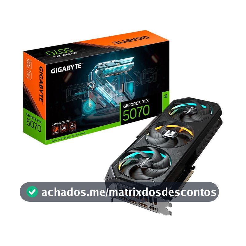 Placa de Vídeo Gigabyte RTX 5070 GAMING OC 12G NVIDIA GeForce, 12GB GDDR7, 192bits, RGB, DLSS, Ray Tracing - 9VN5070GO-00-G10
