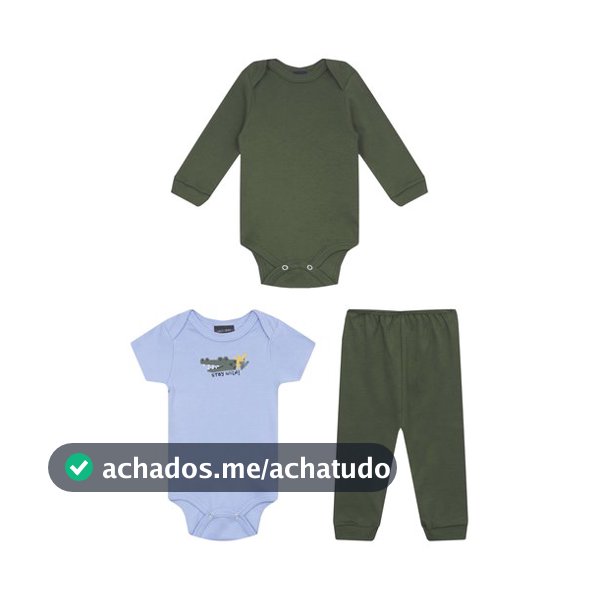 Kit Bebê Menino 2 Bodies e Calça em Suedine (Verde) Guloseima