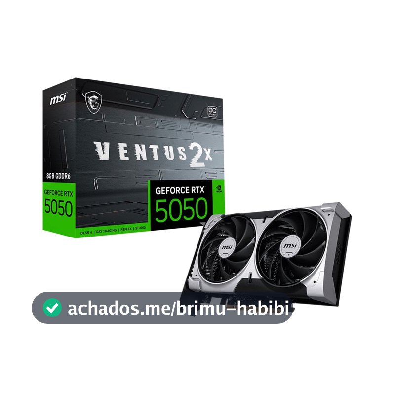 Placa de Vídeo MSI GeForce RTX5050 8GB GDDR6 128BITS VENTUS 2X OC 912-V538-010