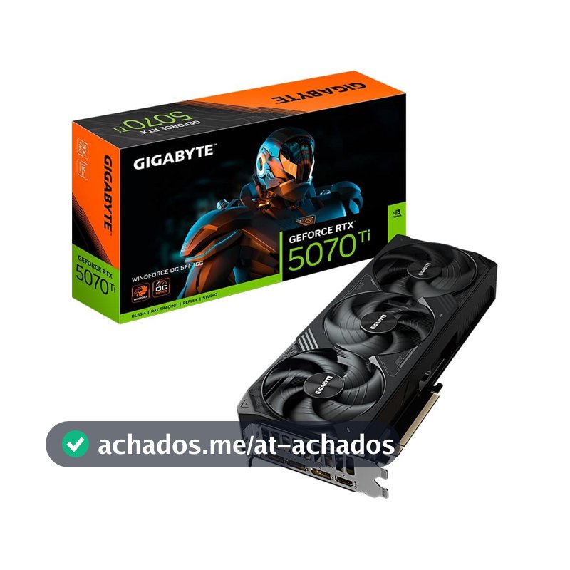 Placa de Vídeo Gigabyte RTX 5070 Ti WINDFORCE OC SFF 16G NVIDIA GeForce, 16GB GDDR7, 256bits, DLSS, Ray Tracing - 9VN507TWO-00-G10