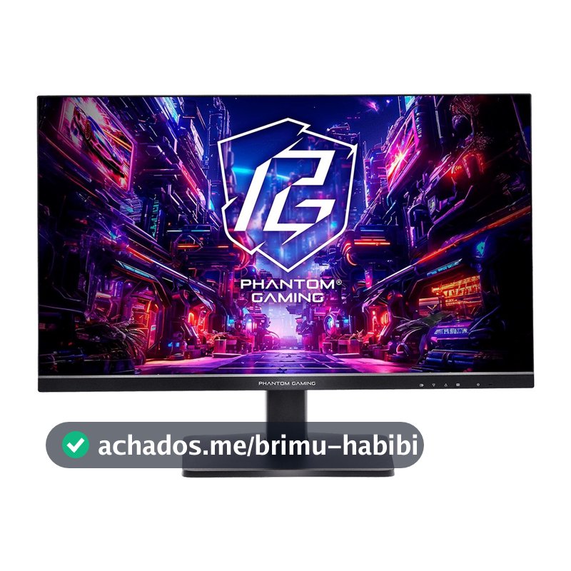 Monitor Gamer ASRock Phantom 27"", QHD, 180Hz, 1ms, IPS, FreeSync Premium, HDR 400, DisplayPort e HDMI, Preto - PG27QFT1B