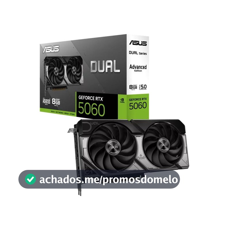 Placa de Vídeo ASUS RTX 5060 Dual OC NVIDIA GeForce, 8GB GDDR7 - 90YV0PS0-M0NA00