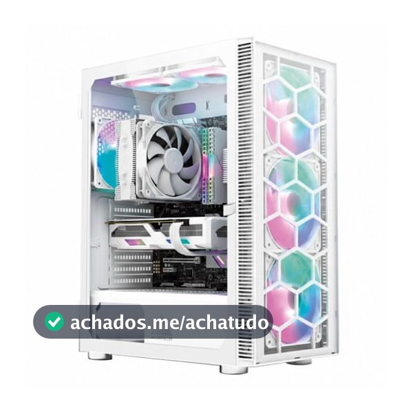 Gabinete Montech X3 Glass Mid Tower White ATX 6 Fans