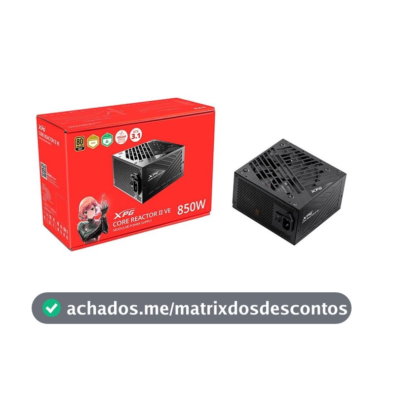 Fonte XPG Core Reactor II VE, 850W, 80 Plus Gold, Modular, PFC Ativo, Preto - 75261436