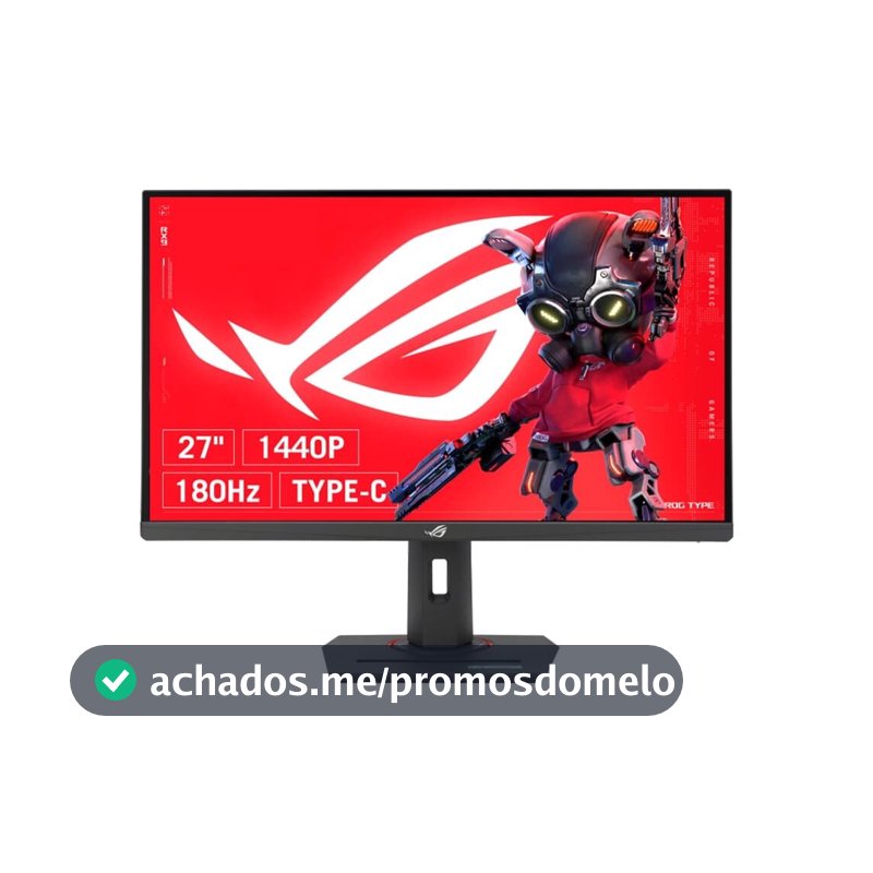 Monitor Gamer ASUS ROG Strix 27", QHD, 180Hz, 1ms, Fast IPS, VRR, G-Sync, FreeSync, HDR 400, USB-C, Altura Ajustável - XG27ACS