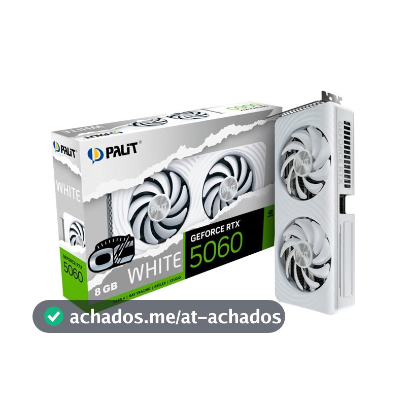 Placa de Video Palit GeForce RTX 5060 WHITE OC 8GB GDDR7 128bit 3-DP e HDMI - NE75060U19P1-GB2063M