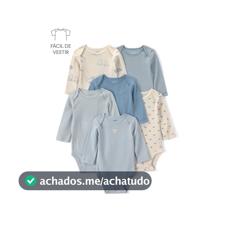 Kit body bebê 6 peças listrado - Multicor