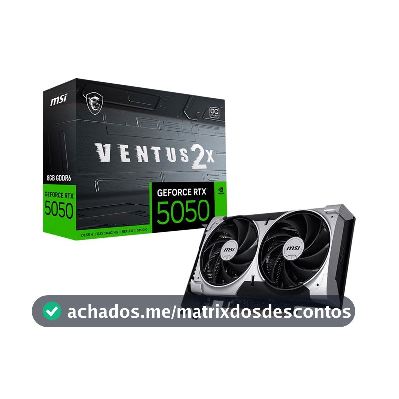 Placa de Vídeo MSI GeForce RTX5050 8GB GDDR6 128BITS VENTUS 2X OC 912-V538-010