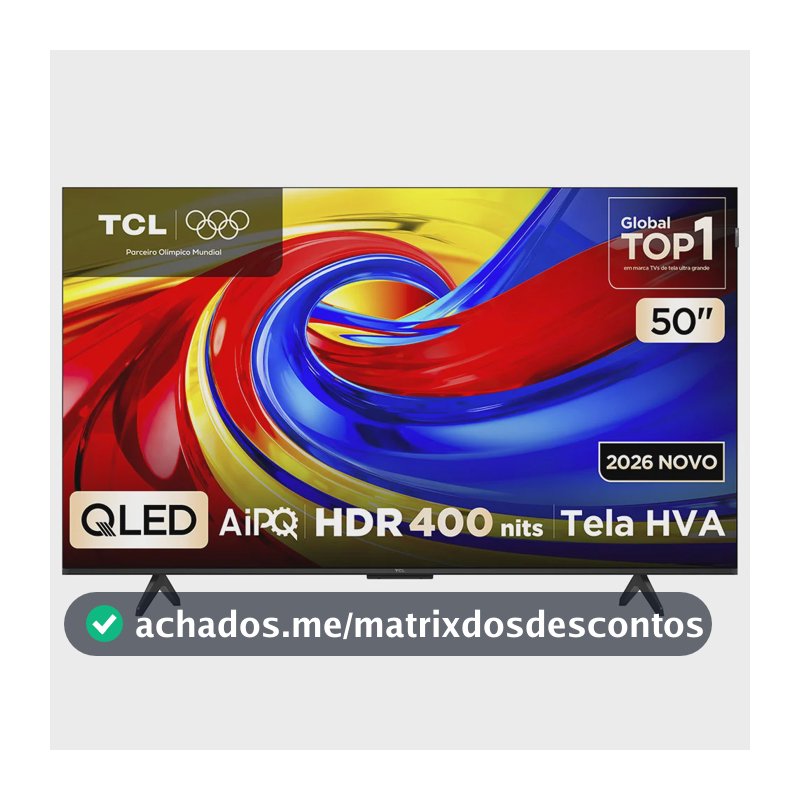 Smart TV TCL 50 Polegadas QLED 4K P7L WiFi Bluetooth Google TV HDR10+ 60 Hz AIPQ 50P7L