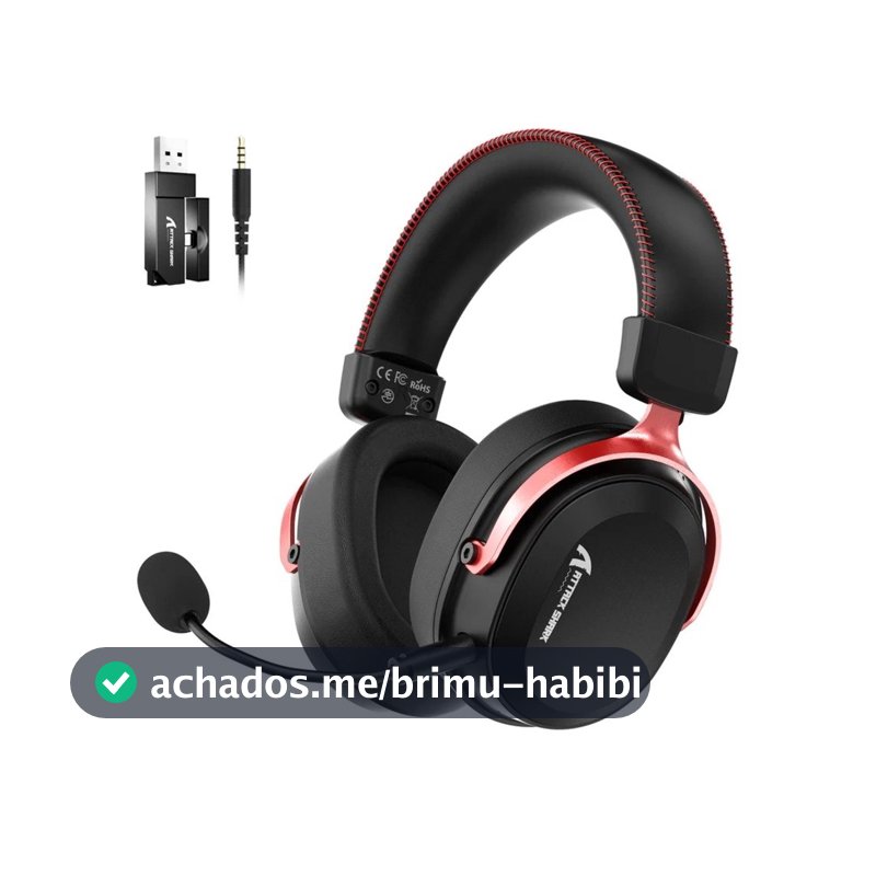 Headset Gamer Sem Fio Attack Shark L30 Pro, Bluetooth, Som Surround, Preto e Vermelho - L30PRO
