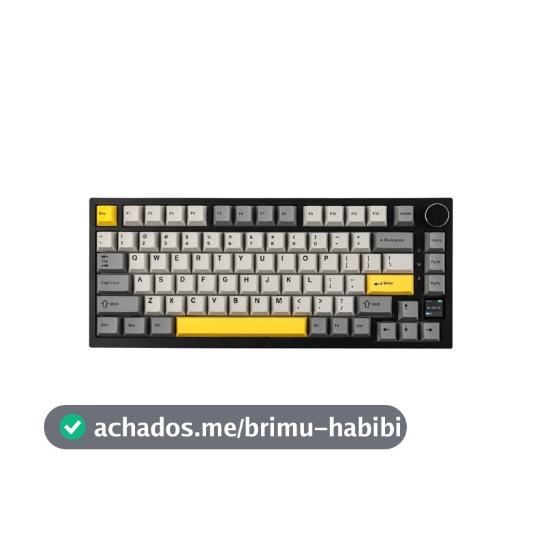 Teclado Sem Fio Mecânico Gamer AJAZZ AK820 Pro, Gasket Mount, Tela TFT, RGB, Tri-Mode, Switch Gift, Amarelo - Ajazz-AK820-Pro-GY-gift
