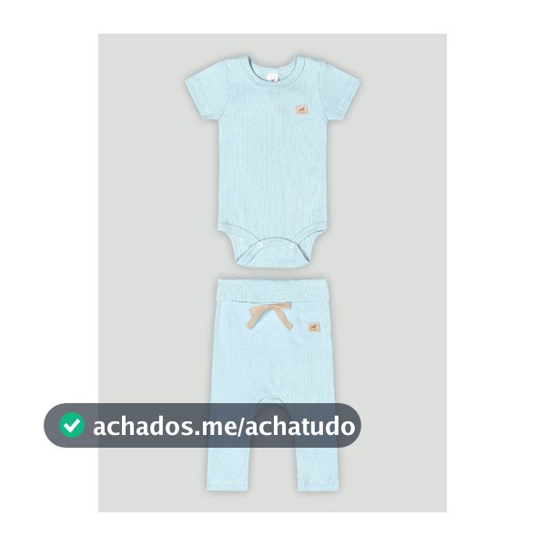 Conjunto Aurora para Bebê Unissex com Body e Calça em Ribana (Azul) Up Baby