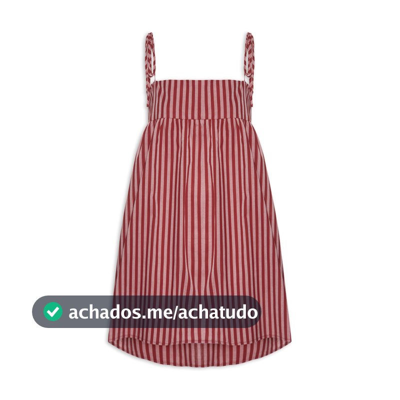 Vestido Margot Tricoline Listras Bisous - Vermelho - Panô