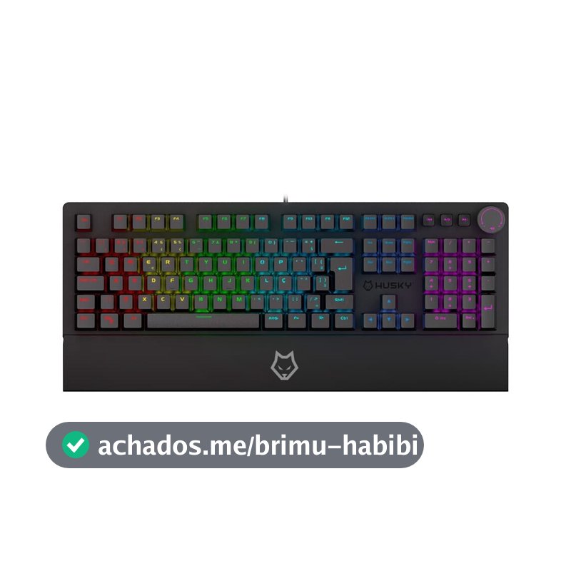 Teclado Mecânico Gamer Husky Anchorage Full Size, RGB, Switch Gateron EF Brown, ABNT2, Preto - HTG200PTMA