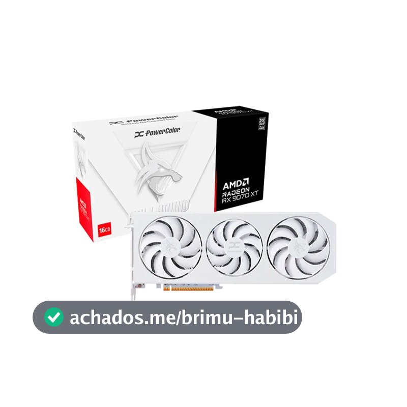 Placa de Vídeo PowerColor Hellhound Spectral White AMD Radeon RX 9070 XT 16GB GDDR6 - RX9070XT 16G-L/OC/WHITE