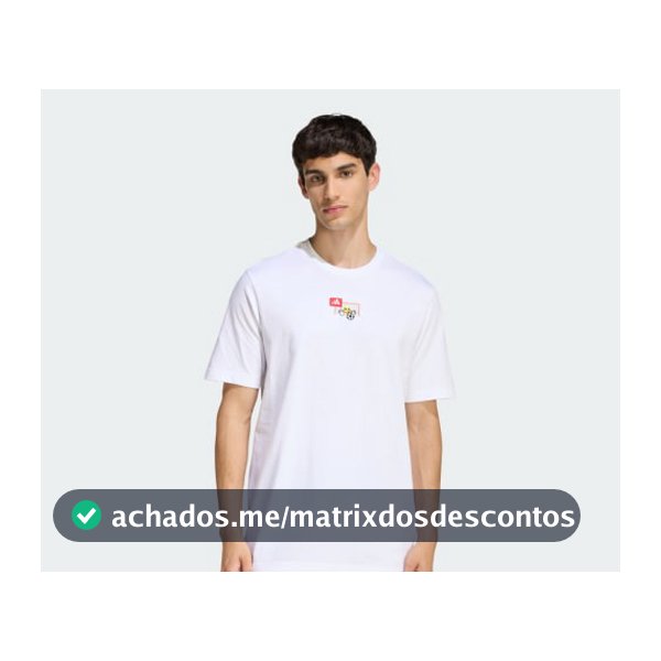 CAMISETA BORDADO PEQUENO ESTAMPA FUTEBOL - Branco adidas