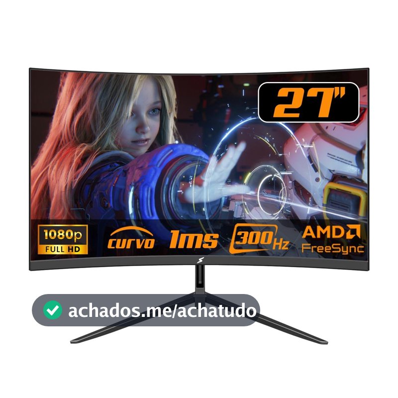 Monitor Gamer SuperFrame Vision, 27 Pol, Curvo, Full HD, VA, 1ms, 300Hz, FreeSync, HDMI/DP, SF-MN-VSN27FVCFB1B