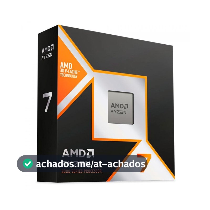Processador AMD Ryzen 7 9800X3D, 4.7GHz (5.2GHz Max Turbo), Cache 8MB, 8 Núcleos, 16 Threads, AM5, Sem Vídeo Integrado - 100-100001084WOF