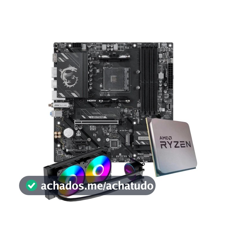 Placa-Mãe MSI B550M Gaming Plus WiFi6E +  Processador AMD Ryzen 7 5700X + Water Cooler MACH1 Logic, RGB, 240mm