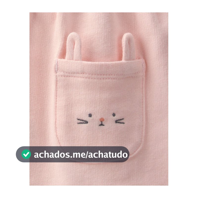 Salopete bebê com body estampada - Rosa