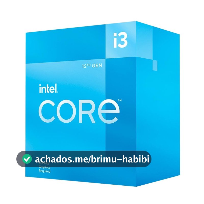Processador Intel Core i3-12100F, 3.3GHz (4.3GHz Max Turbo), Cache 12MB, 4 Núcleos, 8 Threads, LGA 1700, Sem Vídeo Integrado - BX8071512100F