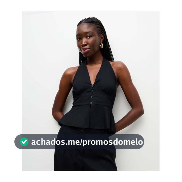 Blusa Colete Frente Única em Viscolinho com Amarração Preto - Lojas Renner