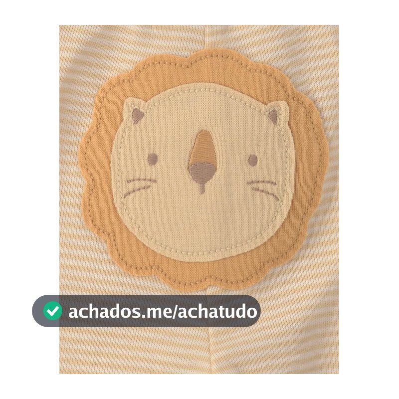Conjunto longo bebê 3 peças malha e leãozinho - multicor