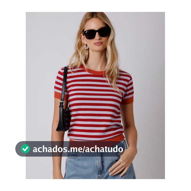blusa feminina de tricot manga curta listrada mindset roxa