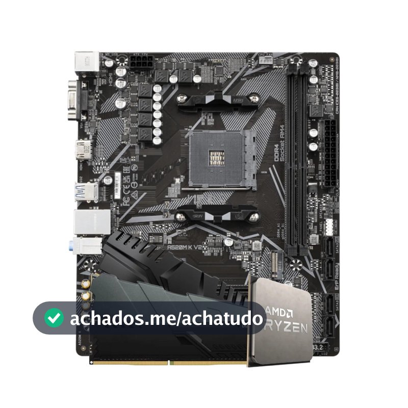 Kit Upgrade Ryzen 5 5500 + Placa Mãe A520 + 16GB (2x8GB) DDR4