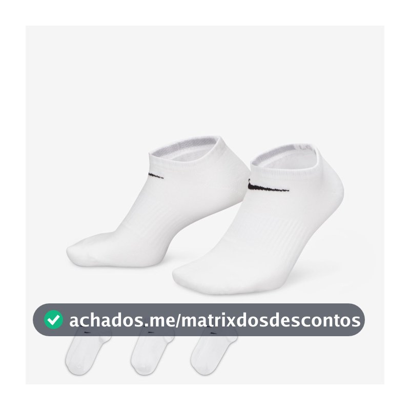Meia Cano Curto Nike Performance Lightweight - 3 pares - Unissex em Promoção