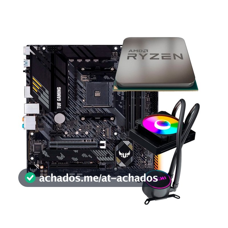Placa-Mãe ASUS TUF Gaming B550M-Plus + Processador AMD Ryzen 7 5700X + Water Cooler MACH1 Logic