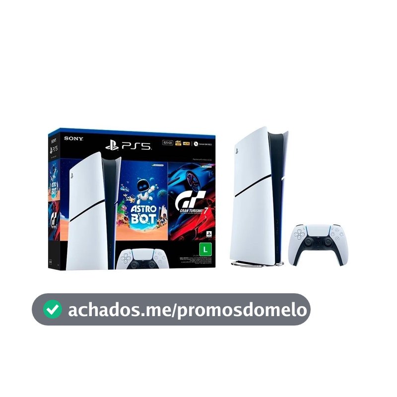 Console Sony PlayStation 5, SSD 825GB, Controle Sem Fio DualSense + 2 Jogos Digitais, Edição Digital