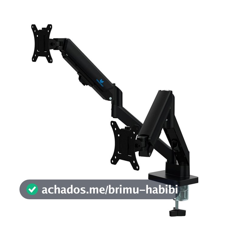 Suporte de Mesa Articulado para 2 Monitores de 17" a 32" Ergofirst, Ajuste com Pistão a Gás, Preto - G16-C024