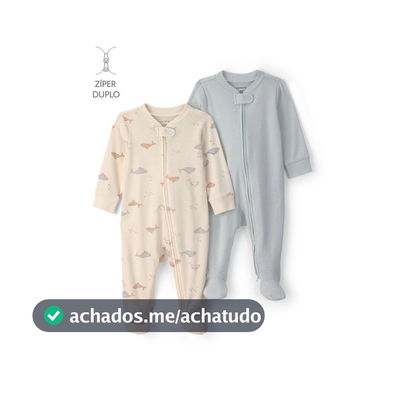 Kit macacão bebê 2 peças estampado - Multicor
