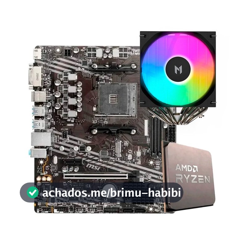 Placa-Mãe MSI B550M-A PRO + Processador AMD Ryzen 7 5700X + Air Cooler MACH1 WIND