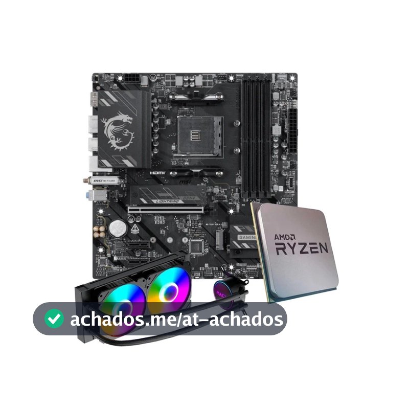 Placa-Mãe MSI B550M Gaming Plus WiFi6E +  Processador AMD Ryzen 7 5700X + Water Cooler MACH1 Logic, RGB, 240mm